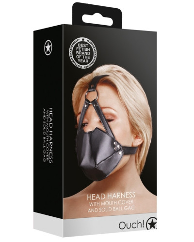 Muselière avec Bâillon Head Harness Noire 