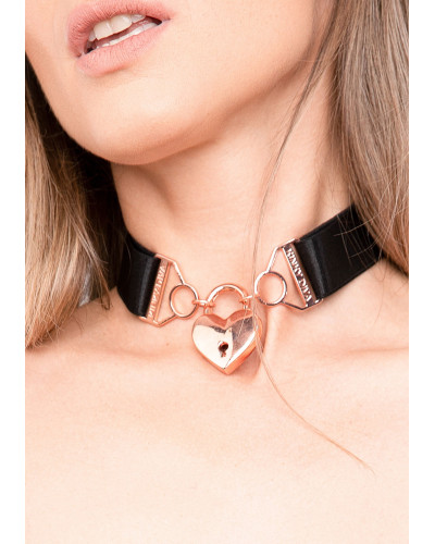 Soutien-Gorge Ouvert et Collier Harness Couture Noir 