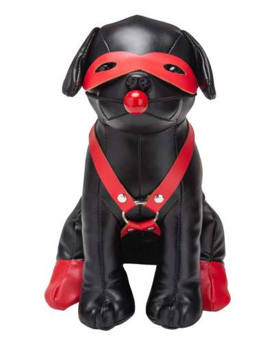 Chien en Simili Bandit 24cm Noir 