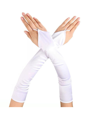 Mitaines Longues Satin Gloves Blanches 