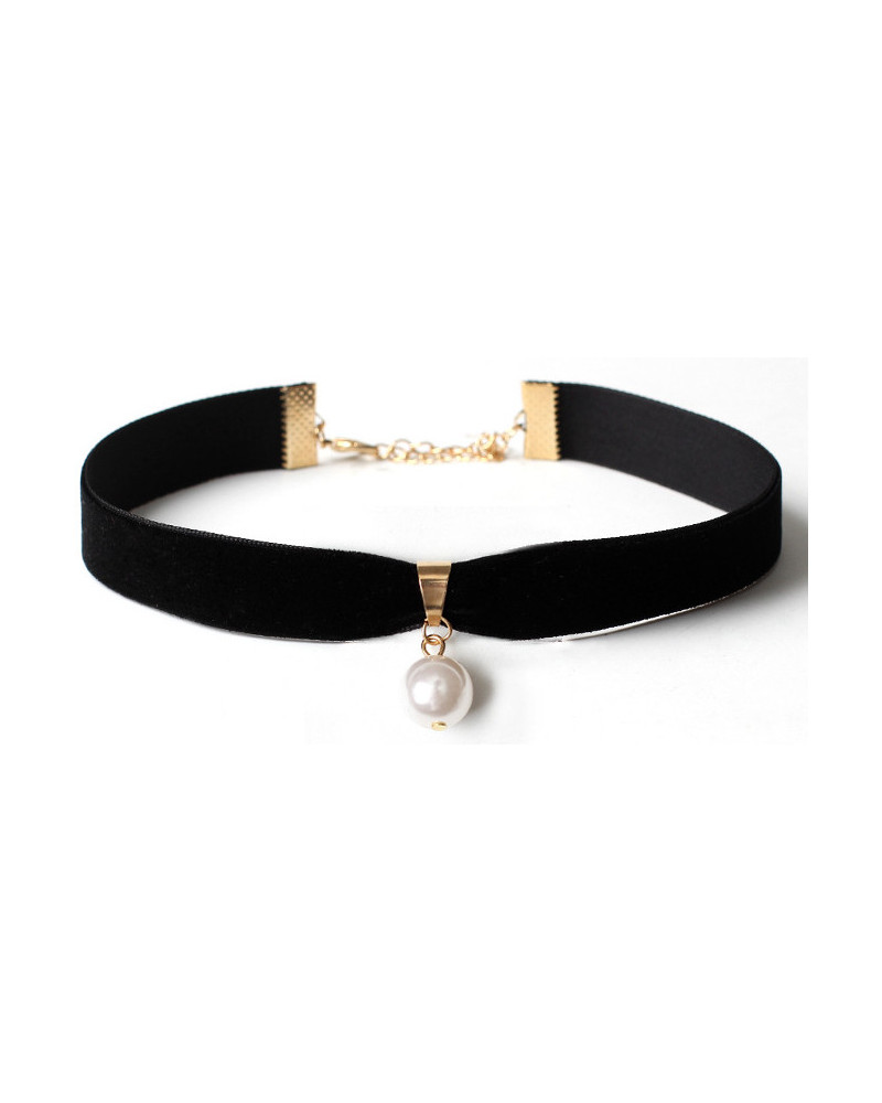 Ras de Cou Pearl Velvet Noir 