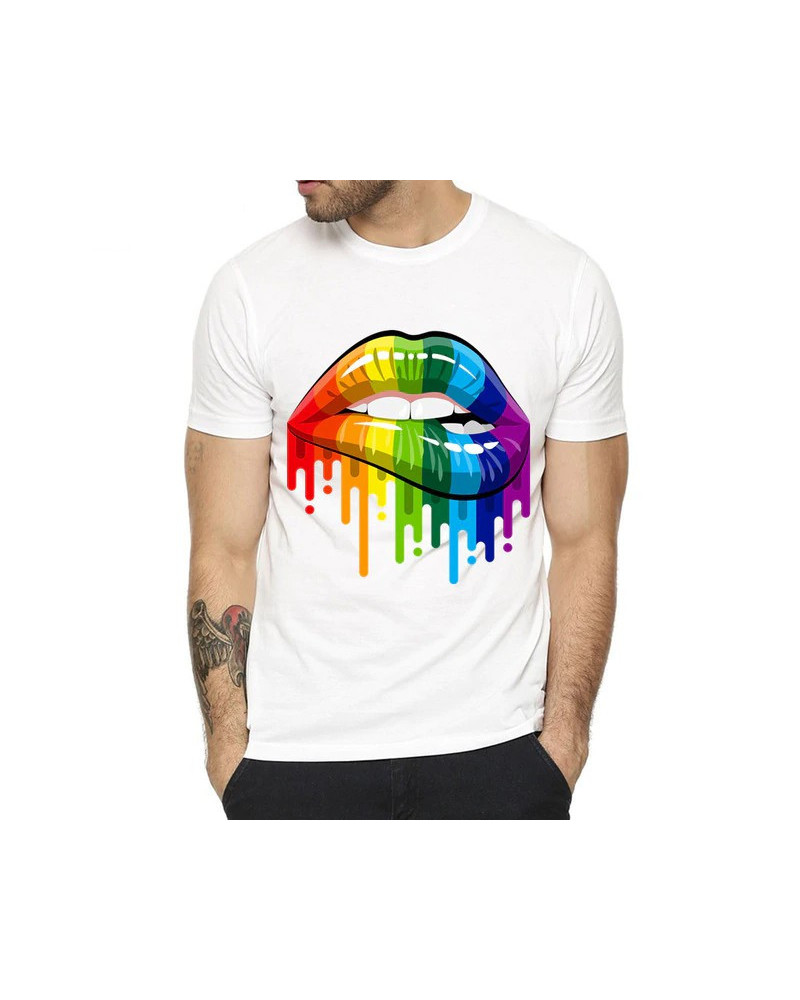 T-shirt Rainbow Lips Blanc  Couleur principale:Blanc