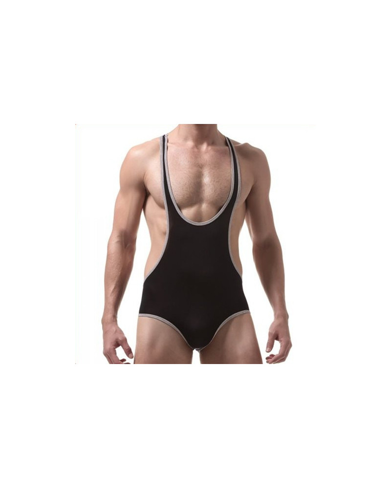 Body Singlet Fin Noir-Blanc  Couleur principale:Noir Couleur secondaire:Blanc