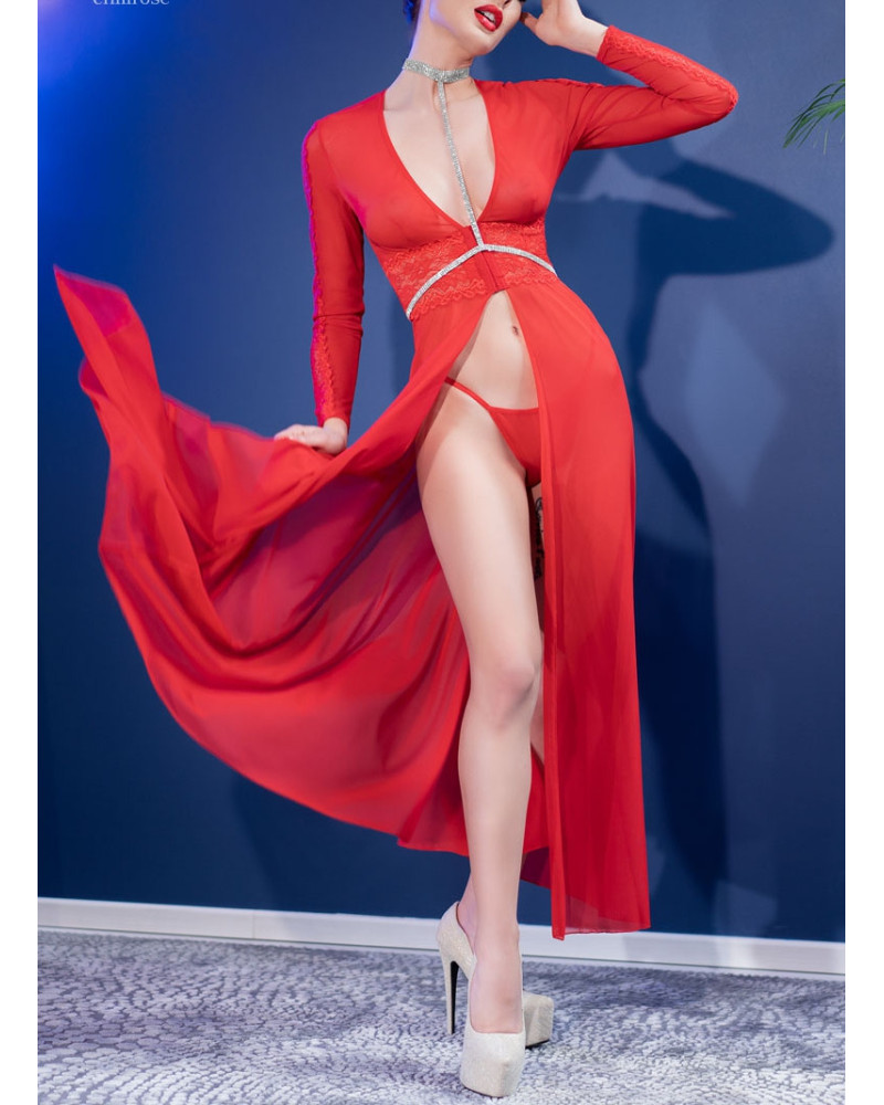 Robe ouverte Nuria - Rouge  Couleur principale:Rouge
