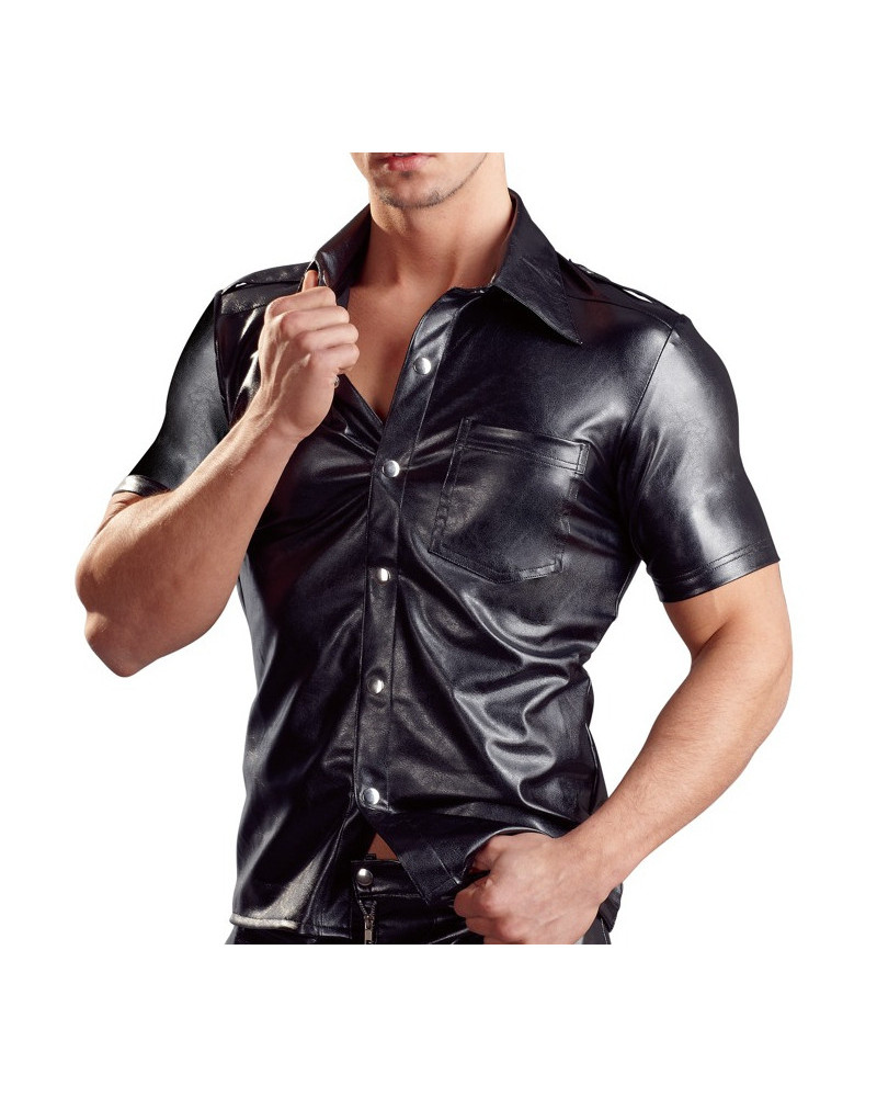 Chemise LEO imitation Cuir Noir  Couleur principale:Noir