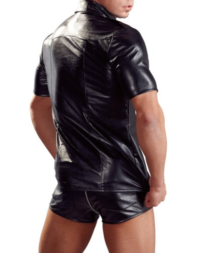 Chemise LEO imitation Cuir Noir  Couleur principale:Noir