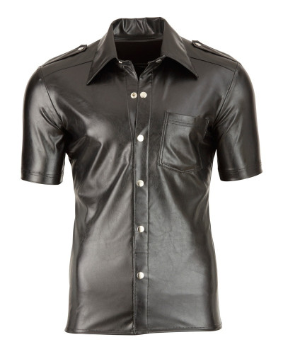 Chemise LEO imitation Cuir Noir  Couleur principale:Noir