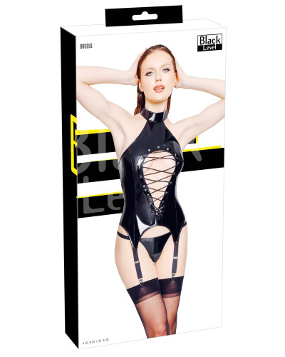 Guêpière Porte-Jarretelles VINYL BASQUE ROPE Noire  Couleur principale:Noir