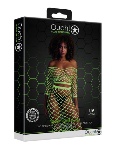 Bustier et Robe Filet Épaules dénudées Vert Fluo  Couleur principale:Vert