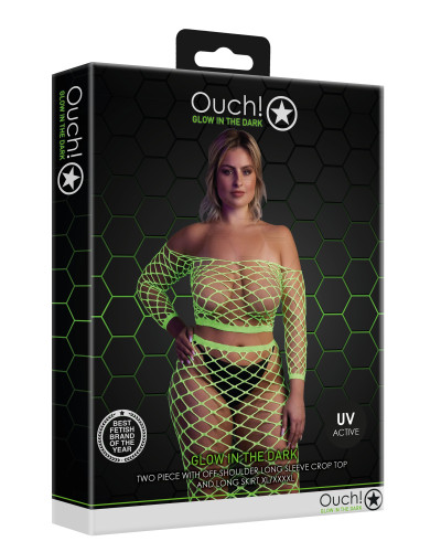Bustier et Robe Filet Épaules dénudées Vert Fluo  Couleur principale:Vert