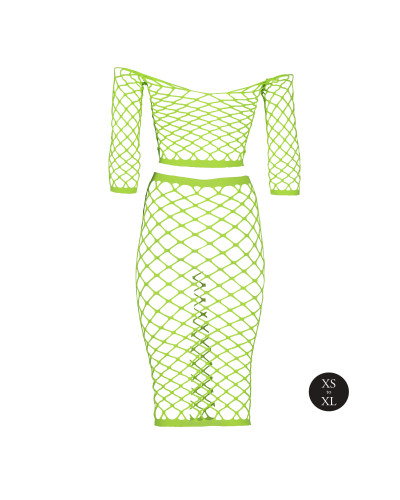 Bustier et Robe Filet Épaules dénudées Vert Fluo  Couleur principale:Vert