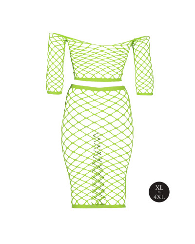 Bustier et Robe Filet Épaules dénudées Vert Fluo  Couleur principale:Vert