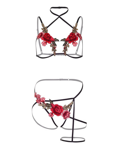 Ensemble Porte-Jarretelles Roses  Couleur principale:Noir