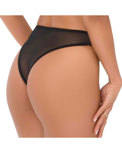 String avec ouverture intime Crotch Hip Noir  Couleur principale:Noir