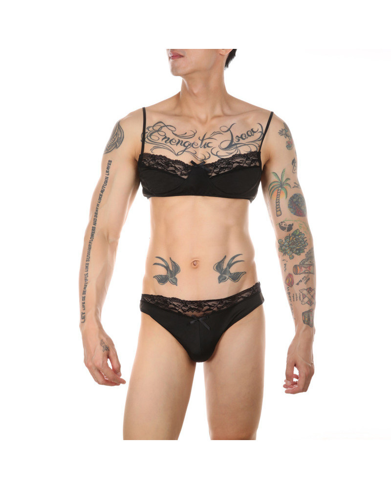 Ensemble Slip et Bra Tarmina Noir  Couleur principale:Noir