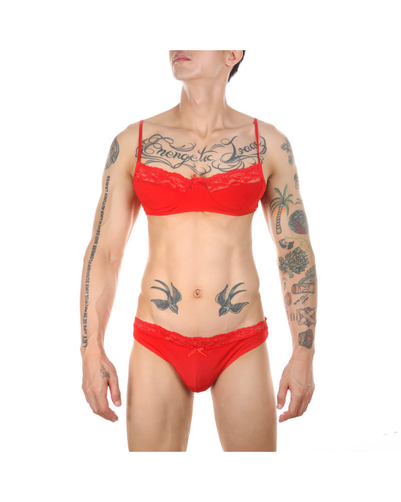 Ensemble Slip et Bra Tarmina Rouge  Couleur principale:Rouge