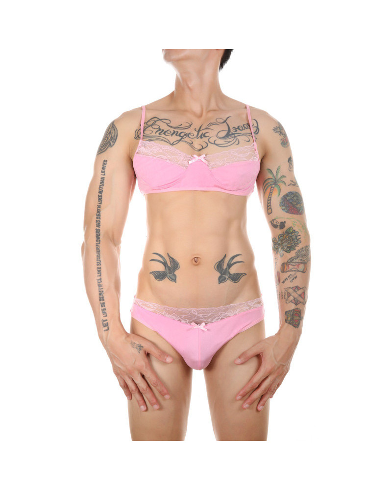 Ensemble Slip et Bra Tarmina Rose  Couleur principale:Rose