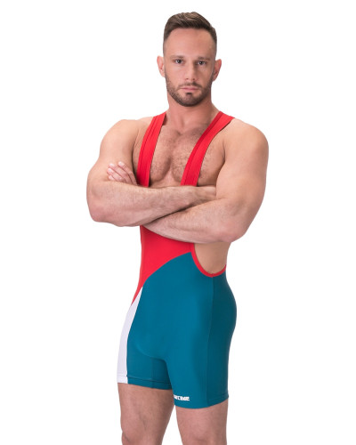 Body Singlet Luckenwalde Rouge-Bleu pétrole  Couleur principale:Rouge Couleur secondaire:Bleu