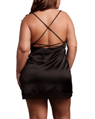Robe Fendue Grande Taille Krystal Noir Taille:XL/4XL Couleur principale:Noir