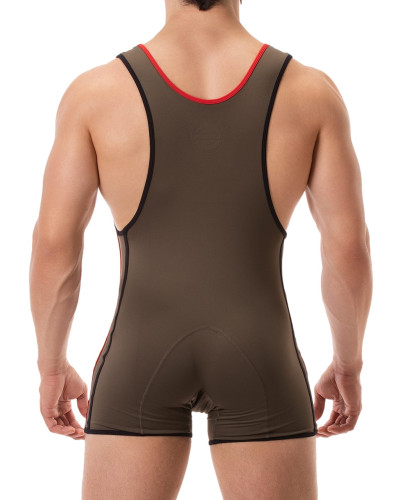 Combi Singlet Allan Kaki-Rouge  Couleur principale:Kaki Couleur secondaire:Rouge