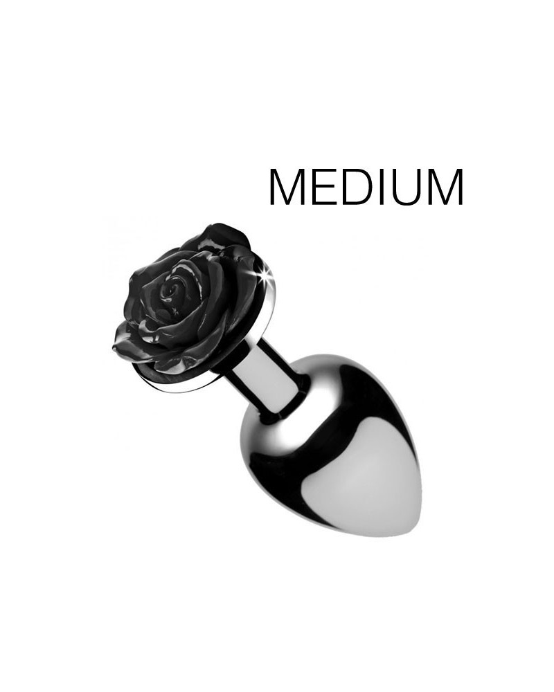 Plug Bijou avec Rose noire - 7.5 x 3.4 cm MEDIUM 