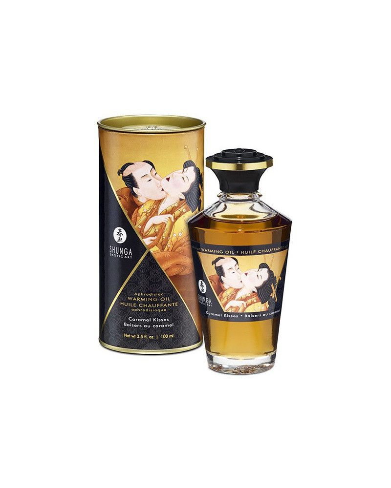 Huile de massage Chauffante Aphrodisiaque - BAISERS AU CARAMEL 100ml 