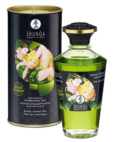 Huile de massage Chauffante Aphrodisiaque - THÉ VERT 100ml 