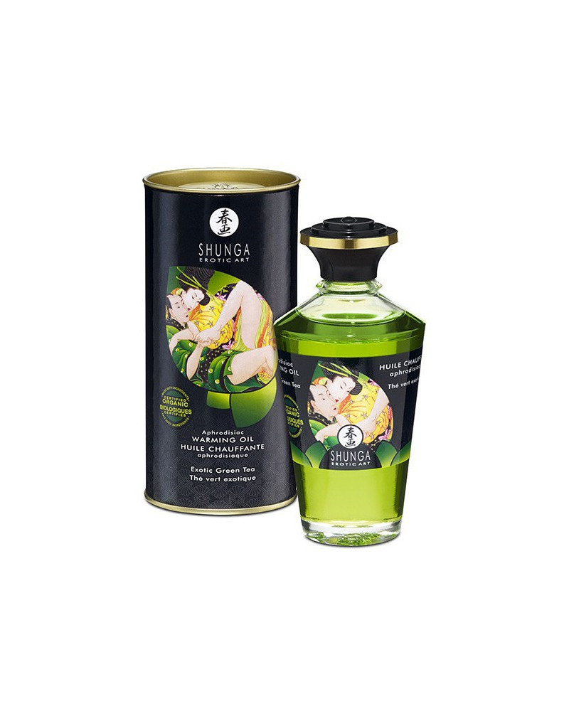 Huile de massage Chauffante Aphrodisiaque - THÉ VERT 100ml 