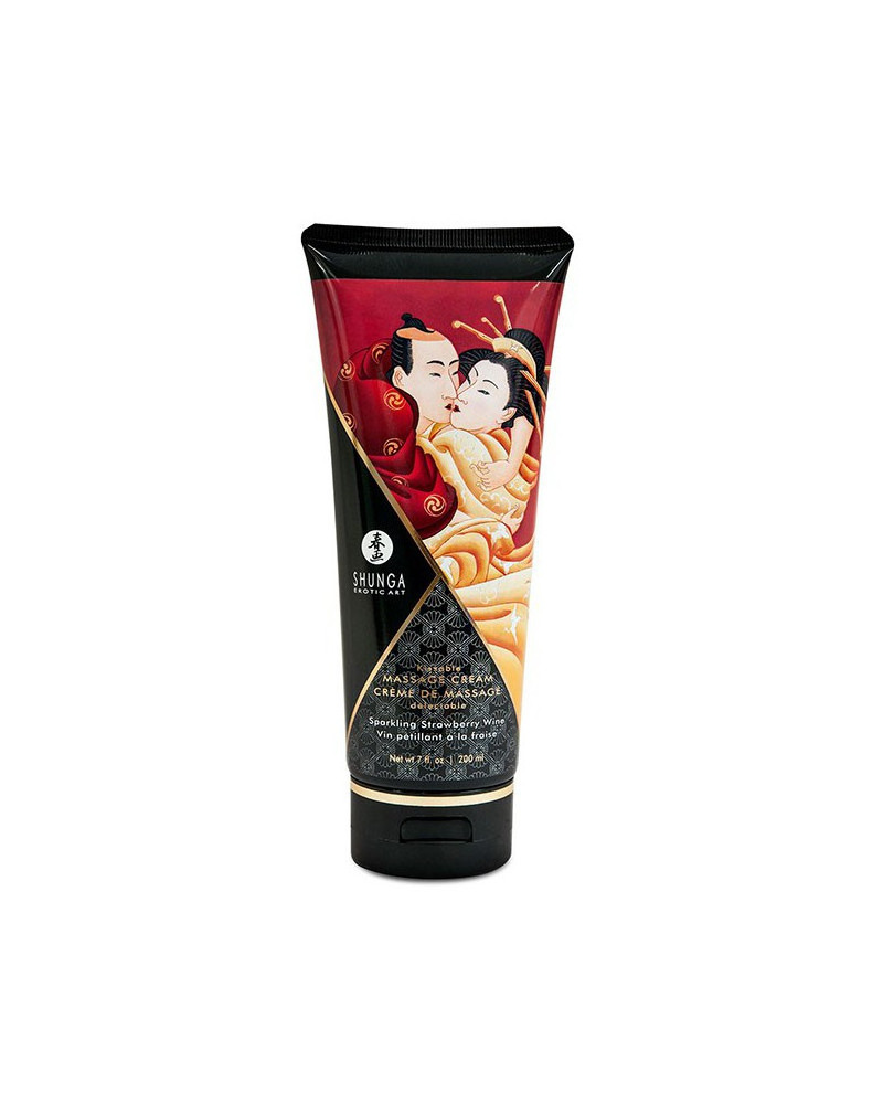 Crème de massage Comestible Vin Pétillant à la FRAISE - 200ml 