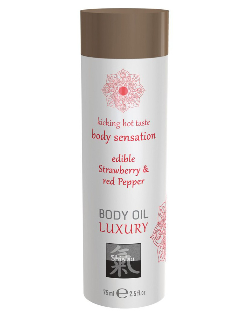 Huile de massage Comestible - FRAISE et POIVRON ROUGE 75ml 