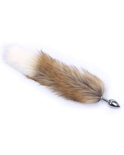 Plug Queue de renard Fox 6 x 2.7cm Beige-Blanc 