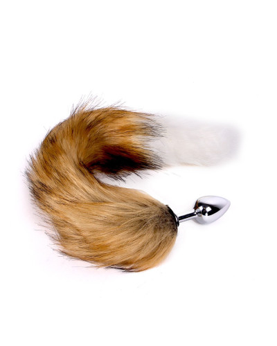 Plug Queue de renard Fox 6 x 2.7cm Beige-Blanc 