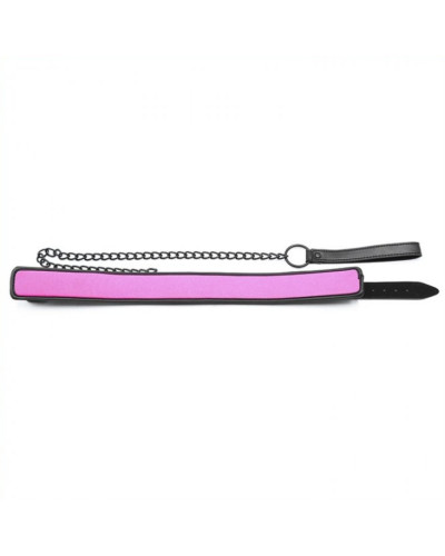 Collier + Laisse Noir - Rose 