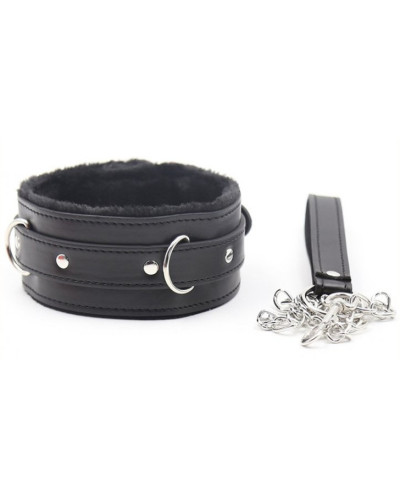 Collier Laisse Fur Noir 
