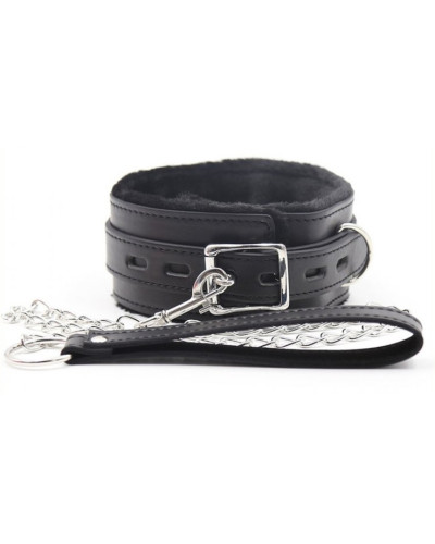 Collier Laisse Fur Noir 