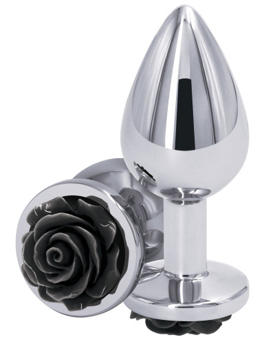 Plug Bijou REAR M 7 x 3.4cm Argenté-Noir 
