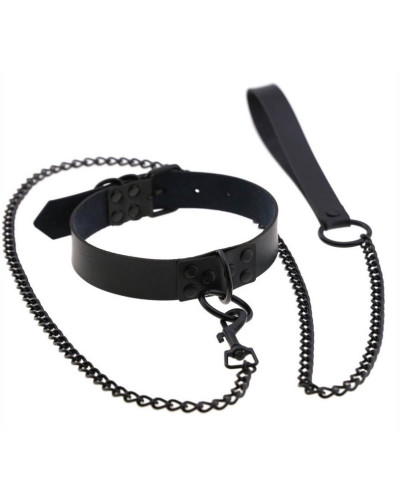 Collier-Laisse Punk Noir 