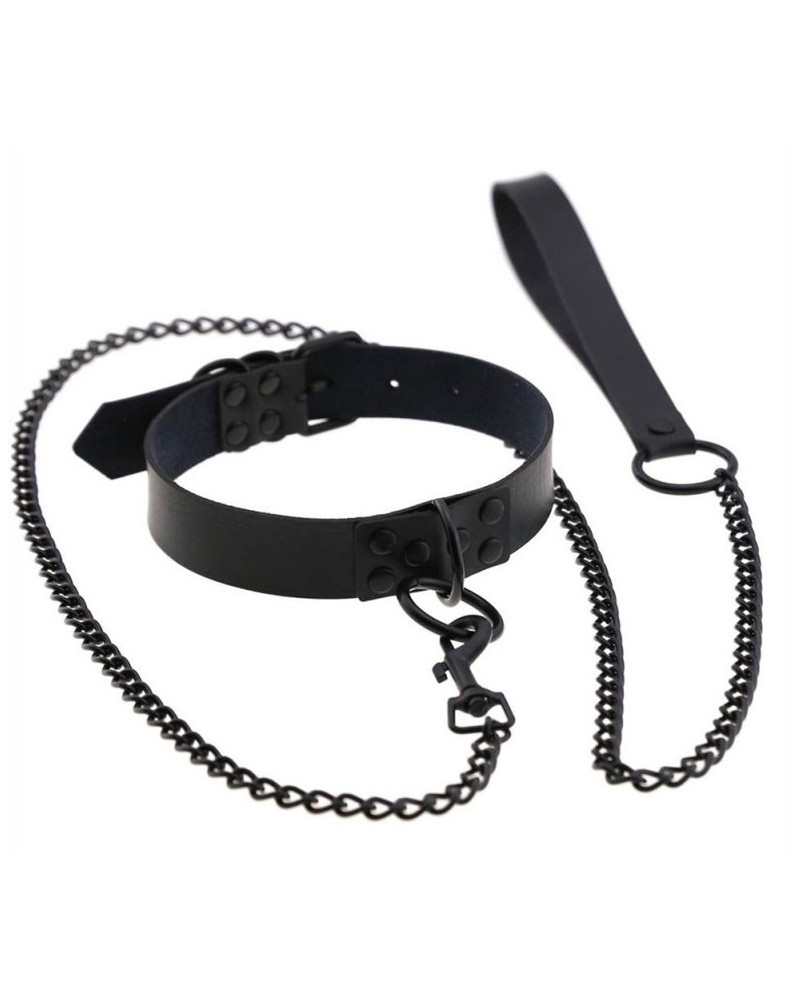 Collier-Laisse Punk Noir 