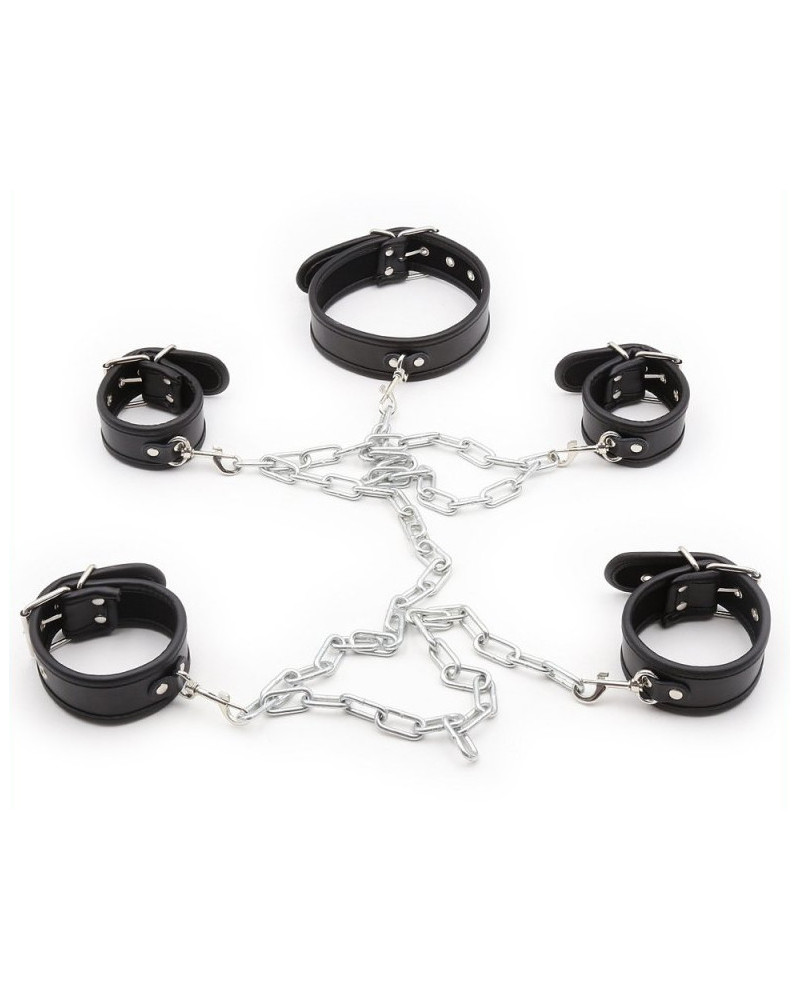Set de restriction Collier et Menottes Noir 