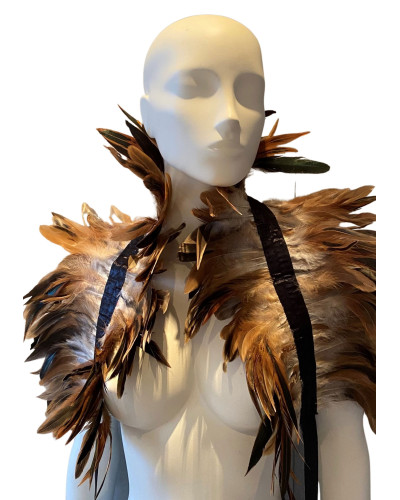 Couvre-Épaules Plumes Beige-Marron 