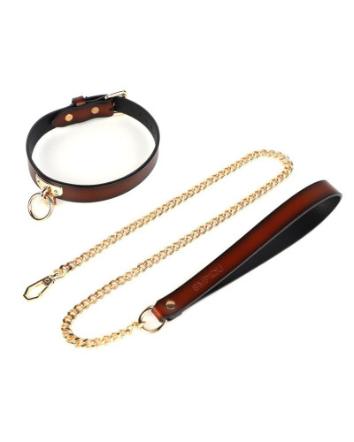 Collier-Laisse Tee Ring Marron 