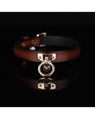 Collier-Laisse Tee Ring Marron 