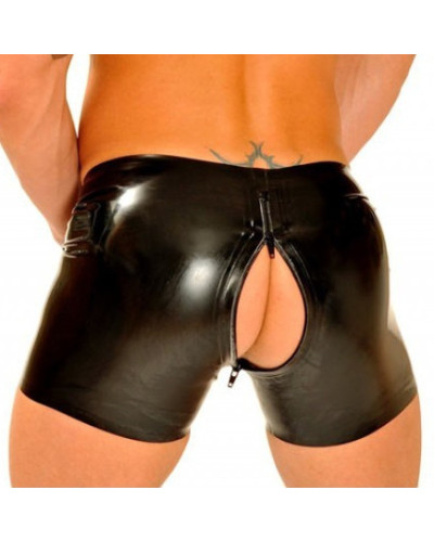 Short en Latex Coupe cycliste avec Zip  Couleur principale:Noir