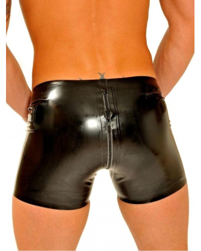 Short en Latex Coupe cycliste avec Zip  Couleur principale:Noir