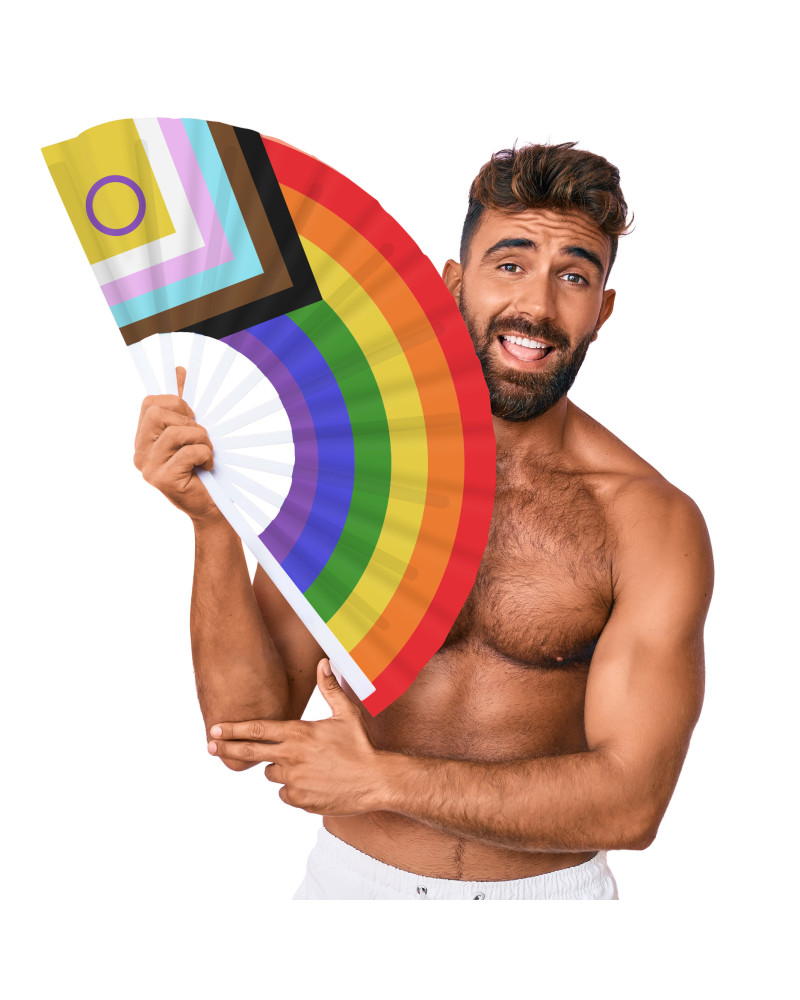 Éventail Géant Arc en ciel LGBTQIA+ 64cm 
