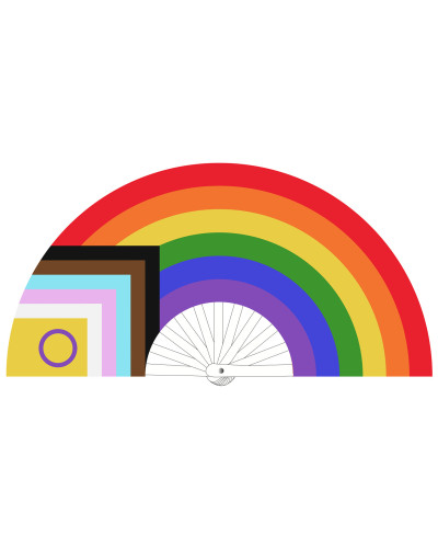 Éventail Géant Arc en ciel LGBTQIA+ 64cm 