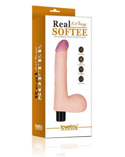 Gode vibrant avec bourses Real Soft 14 x 4cm 