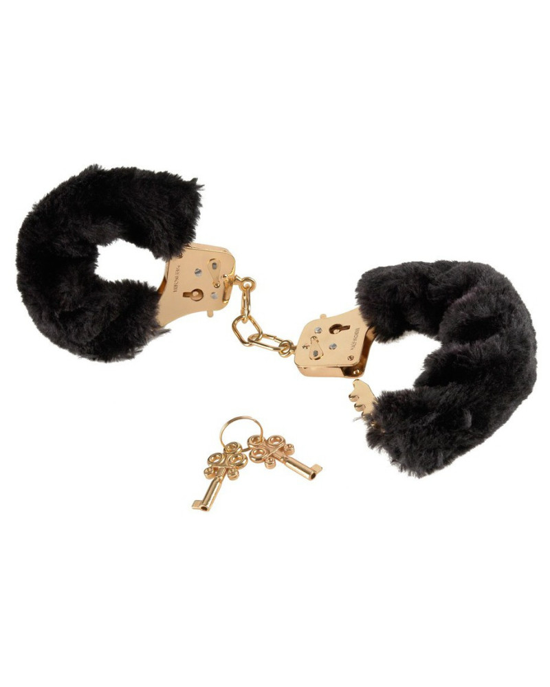 Menottes Gold Furry Noires 