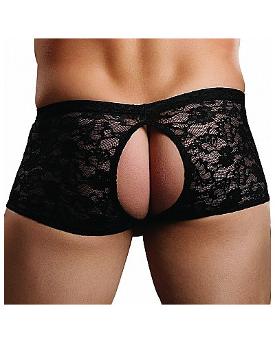Boxer Bottomless en dentelle Crocthless Noir  Couleur principale:Noir