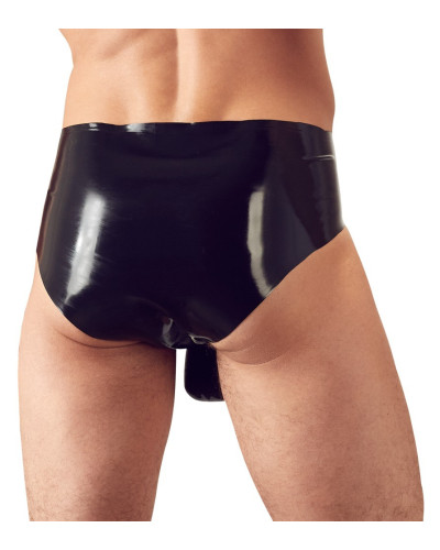 Slip en latex avec étui pénien perlé  Couleur principale:Noir